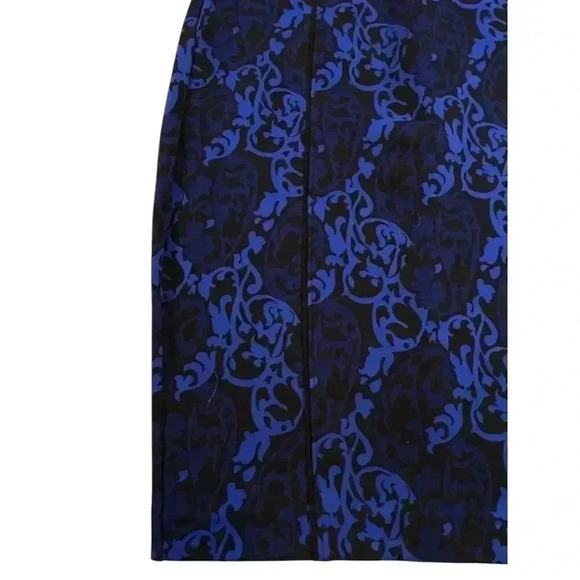 Ann Taylor Damask Ponte Pencil Skirt Blue Pattern Size 6 - Picture 6 of 6